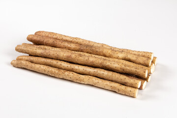 fresh Chinese yam isolated on white background