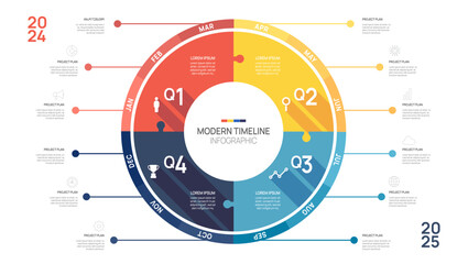 Business road map timeline infographic jigsaw template. Modern milestone element timeline diagram calendar and 4 quarter topics, Can be used for vector infographic