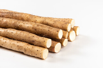 fresh Chinese yam isolated on white background