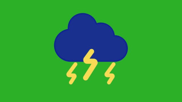 Lightning cloud weather animation footage. Cloudy cloud weather information, with a green screen background.