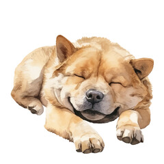 Obraz premium lazy dog watercolor illustration, generative AI