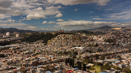 Aerial view of a neighborhood on a hill in Bogotá