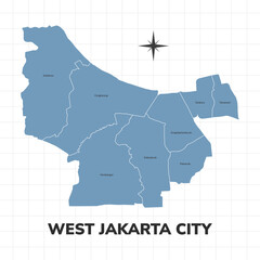 West Jakarta city map illustration. Map of cities in Indonesia