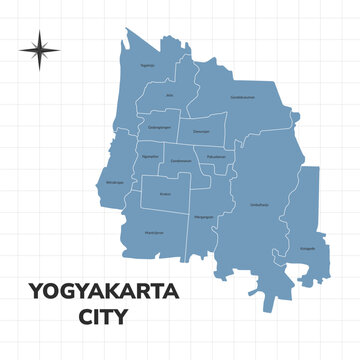 Yogyakarta city map illustration. Map of cities in Indonesia