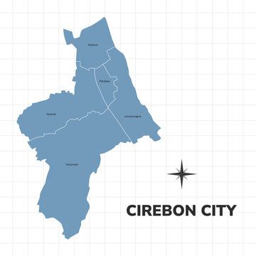 Cirebon city map illustration. Map of cities in Indonesia