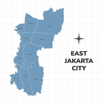 East Jakarta city map illustration. Map of cities in Indonesia