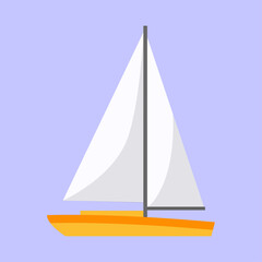 Vector yacht icon in flat style on a white background