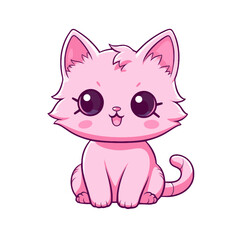 Vector clipart, cute kawaii cat, cat illustration