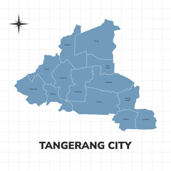 Tangerang city map illustration. Map of cities in Indonesia