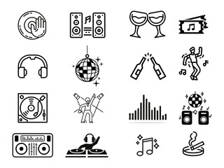 Icon Disco and music DJ illustration vector. Can be edited again