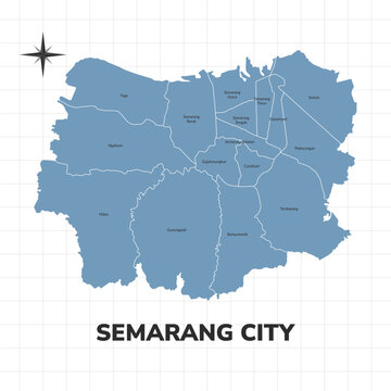 Semarang city map illustration. Map of cities in Indonesia