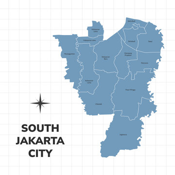 South Jakarta city map illustration. Map of cities in Indonesia