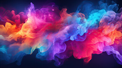 Fototapeta na wymiar Clubs of multicolored neon smoke, ink. An explosion, a burst of holi paint. Abstract psychedelic pastel light background. 3D rendering. AI generated. Clubs of multicolored neon smoke, ink. An explosio