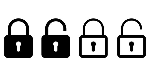 Lock icon set. Closed and Open Lock. Vector illustration