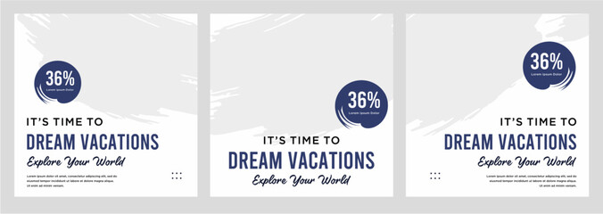 Travel holiday vacation social media post web banner - obrazy, fototapety, plakaty