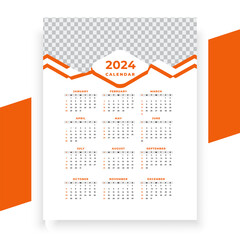 vector modern style new year 2024 calendar template