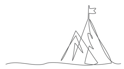 Goal One line drawing isolated on white background