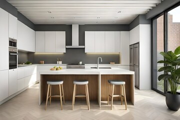 Fototapeta premium modern kitchen interior with kitchen