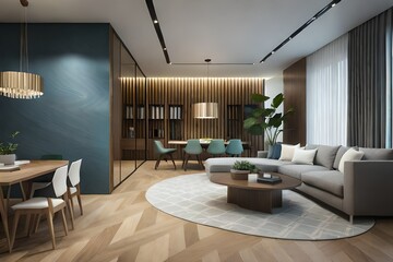 Fototapeta premium modern living room with fireplace