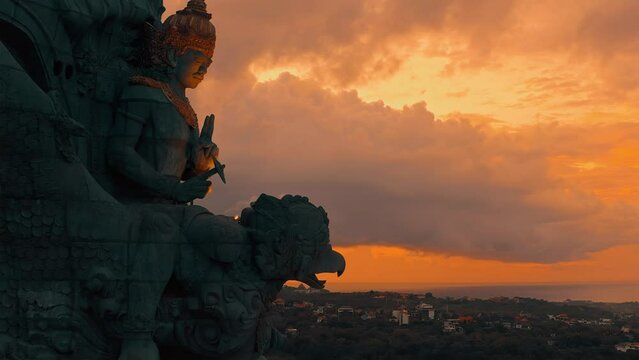 Bali's Most Iconic Landmark Hindu God Garuda Wisnu Kencana statue also GWK statue is a 122-meter tall statue located in Garuda Wisnu Kencana Cultural Park, Bali, Indonesia.