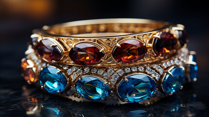 Bracelets with gemstones.