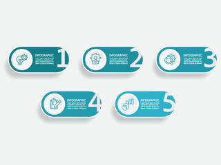 horizontal round steps timeline infographic element report background with business line icon 5 steps