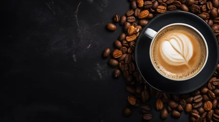 Fotobehang Barista and cappuccino. Roasted coffee beans. Background. © Сергей Шипулин