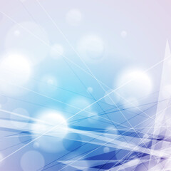 Blue violet shiny tech abstract background with bokeh particles. Vector design