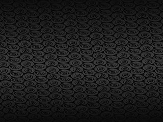 Black metal texture steel background. Luxurious steel ornament. Perforated metal sheet.