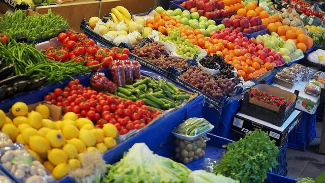  fruit stall at local market in Istanbul 