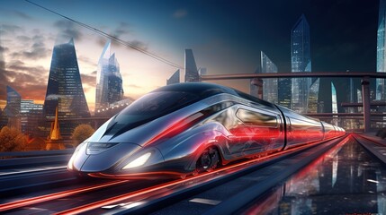 Futuristic High-Speed Rail in Action: Connecting Cities with Speed and Efficiency