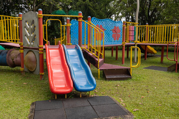 Colorful children playground at public park at Kota Kinabalu, Sabah, Borneo