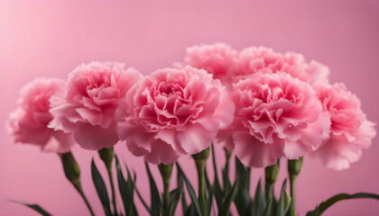 pink peony flower, Mother's day on background, Beautiful carnation flowers on light Bouquet of pink spray carnations stock photo.