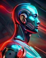 male cyborg profile view