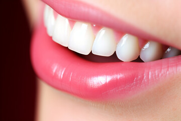 Face of beautiful mixed race woman smiling with white teeth, Portrait of a woman's face with brown eyes and freckles posing with copy-space, Dental health and oral hygiene