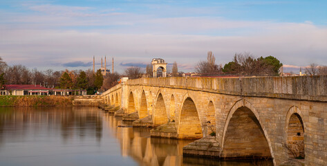 meric bridge and selimiye mosque, Edirne, Turkey