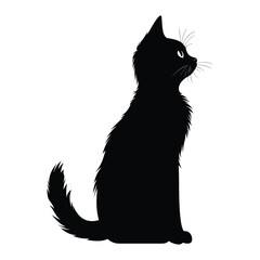 Side view of black cat vector silhouette