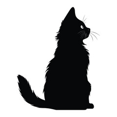 Side view of black cat vector silhouette