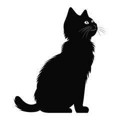 Side view of black cat vector silhouette