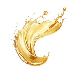 Fototapeta premium Golden Oil or Cosmetic essence splash isolated on white background, 3d illustration.