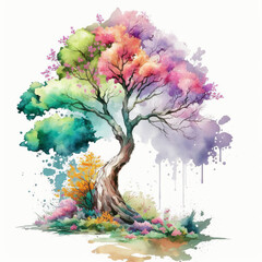 Obraz na płótnie Canvas Watercolor tree watercolor painting