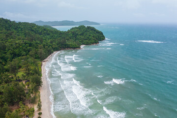 Beautiful Aerial drone image of Beautiful seascape scene of Kelambu Beach, Kudat, Sabah,