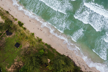 Beautiful Aerial drone image of Beautiful seascape scene of Kelambu Beach, Kudat, Sabah,