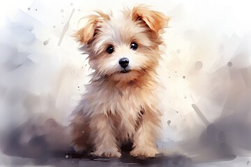  a fluffy dog white background 
