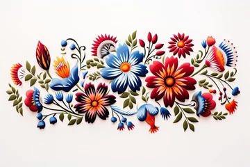 Foto op Plexiglas Slovak folk embroidery sticker design © Natalia