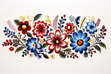 Slovak folk embroidery sticker design - obrazy, fototapety, plakaty