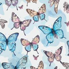 Seamless Pattern of Butterflies. Elegance in Wings