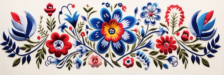 Fotobehang Slovak folk embroidery sticker design © Natalia