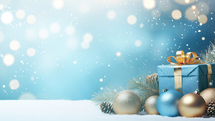Christmas background with christmas baubles, gifts decoration - Xmas theme - 649128973