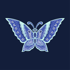 Javanese Batik butterfly icon Seamless Pattern vector image